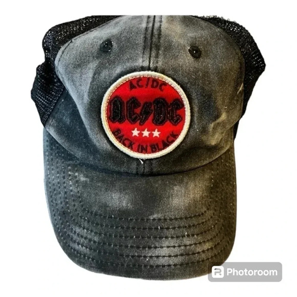 AC/DC Valin Patch Black Hat Brushed canvas crown with mesh sides - Picture 1 of 3